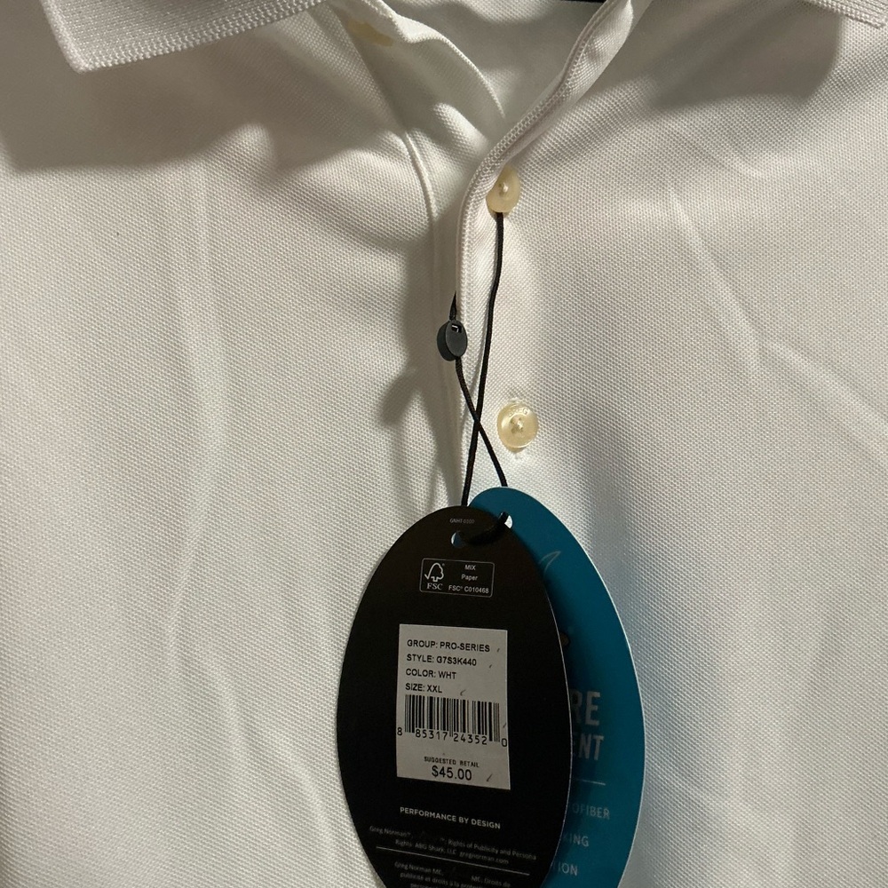 Greg Norman Collection White Polo Shirt Crisp Cotton Blend